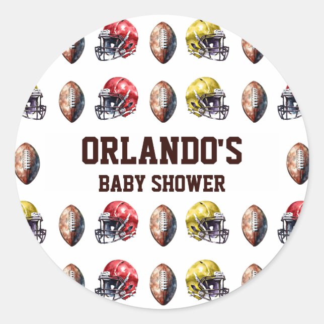 Sticker Rond Jeu Sur Le Baby shower De Football (Devant)