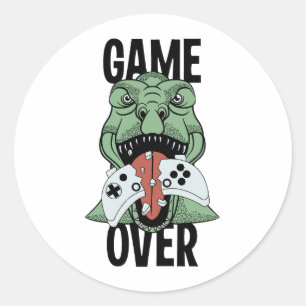 Sticker Rond Jeu sur T-Rex Dinosaur Video Gamers