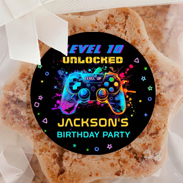 Sticker Rond Jeu Sur Vidéo Niveau De Jeu Vers L'Anniversaire de (Créateur téléchargé)