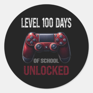 Sticker Rond Jeu Vidéo 100 Jours Niveau École 100 Jours De L'Éc