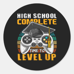 Sticker Rond Jeu Vidéo Complet de l'école Cadeau Graduation Sen