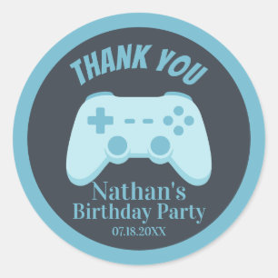 Sticker Rond Jeu vidéo d'anniversaire Merci   Manette de jeu vi