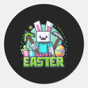 Sticker Rond Jeu Vidéo de Pâques oeufs de lapin Jeu Garçons Hom