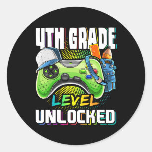 Sticker Rond Jeu vidéo déverrouillé de 4e année à l'école
