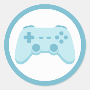 Sticker Rond Jeu Vidéo   Fête de Joueurs   Manette de Jeu