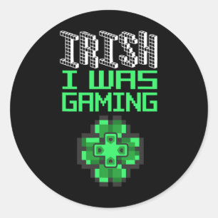 Sticker Rond Jeu Vidéo Jeu Jour de la Saint Patrick Gamer T Shi