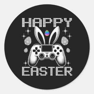 Sticker Rond Jeu Vidéo Oeufs Bunny Costume Pâques Garçons Enfan