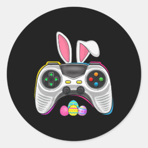 Sticker Rond Jeu Vidéo Oeufs Bunny Costume Pâques Garçons Enfan