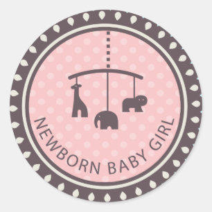 Sticker Rond Jeune Fille Bébé Mignonne Avec Jouets Animaux