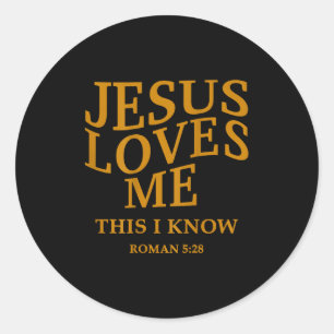 Sticker Rond Jeune Fille Jésus M'Aime Ceci Je Connais Christian