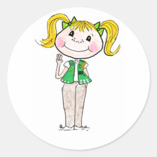 Sticker Rond Jeune fille scout tenant sa promesse