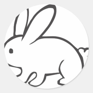 Sticker Rond Jeune lapin en noir et blanc