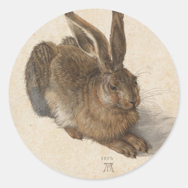 Sticker Rond Jeune lièvre | Albrecht Dürer (Devant)