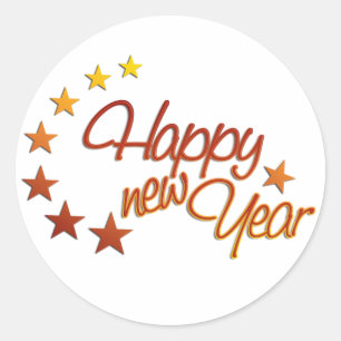 Sticker Rond JEUNE NOUVELLE ANNÉE avec étoile