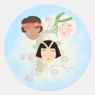 Sticker Rond Jeunes femmes aux vingt ans rugissants
