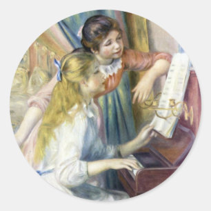 Sticker Rond Jeunes filles au piano par Pierre Renoir
