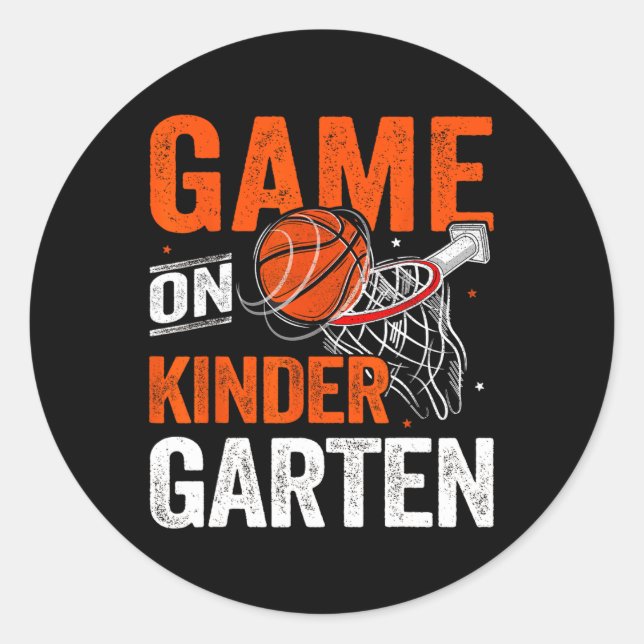 Sticker Rond Jeux Amusants À La Maternelle Basketball Premier J (Devant)