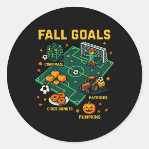 Sticker Rond Jeux de foot d'automne pour enfants amusants Pixel