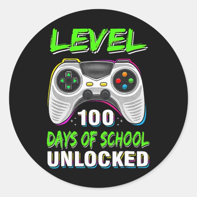 Sticker Rond Jeux Vidéo Niveau 100 Jours De L'École Étudié Déve (Devant)