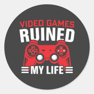 Sticker Rond Jeux Vidéo ruiné ma vie, la vie de joueur