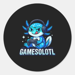 Sticker Rond Jeuxsolotl Axolotl Poisson Joueur de jeux vidéo Je