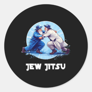 Sticker Rond Jew Jitsu Karate Funny Hanoukka Martial Arts Chanu