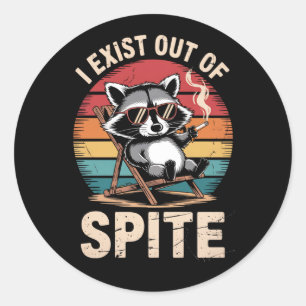 Sticker Rond J'Existe De Spite Funny Raccoon Vintage