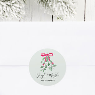 Sticker Rond Jingle And Mingle Gui de Noël Vert