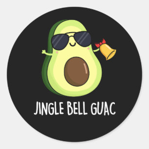 Sticker Rond Jingle Bell Guac Amusant Avocado Pun Dark BG