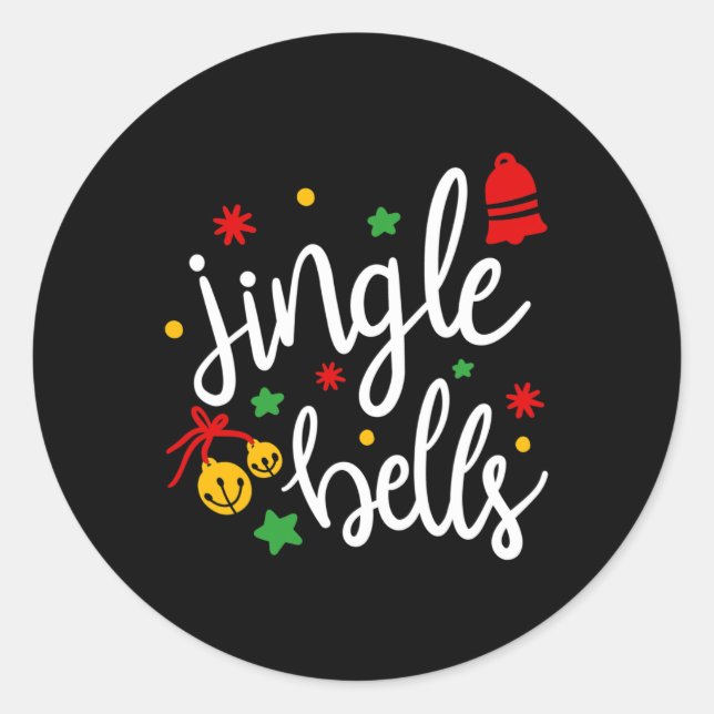 Sticker Rond Jingle Bells Jingle All The Way Xmas Gift Christma (Devant)