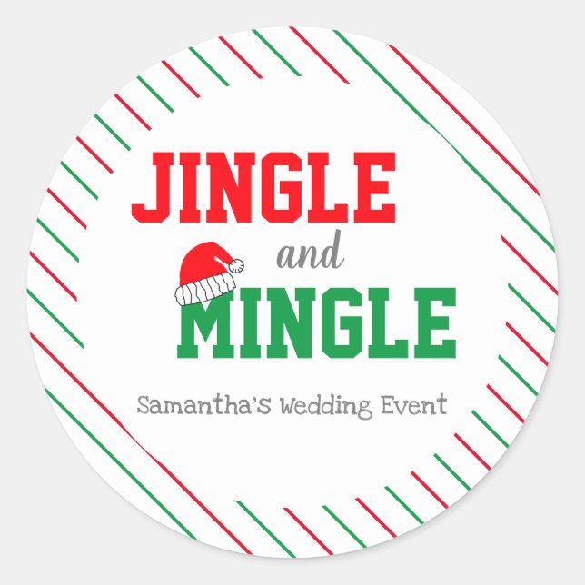 Sticker Rond Jingle et Mingle Noël Mariage événement (Devant)