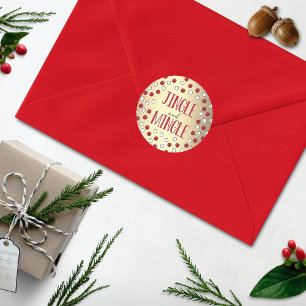 Sticker Rond Jingle & Mingle Modern Holiday Party