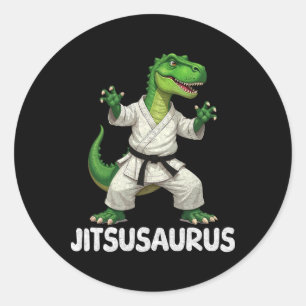Sticker Rond Jitsusaurus Dinosaure Karaté Arts Martiaux Amuseme