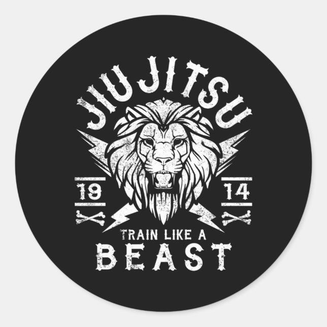 Sticker Rond Jiu Jitsu Brésil Jiu Jitsu Mixed martial art Bjj (Devant)