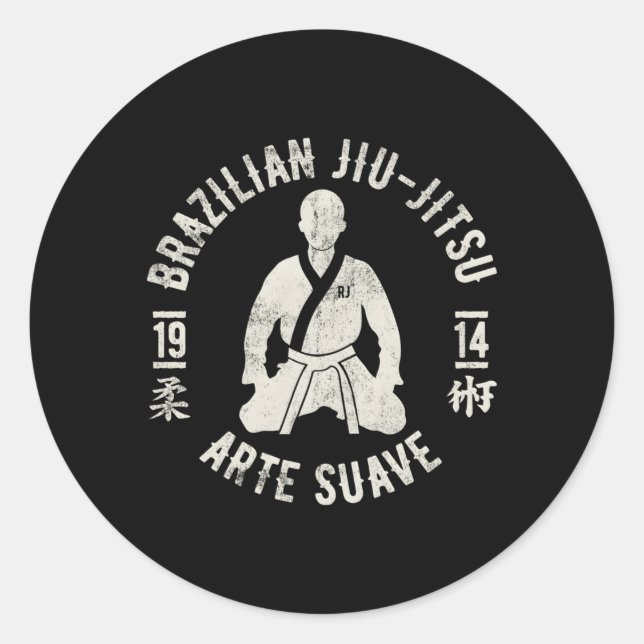 Sticker Rond Jiu Jitsu Et Suave Oss Bjj (Devant)