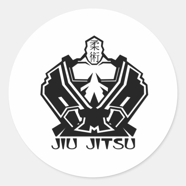 Sticker Rond Jiu Jitsu - Le combattant se prépare (Devant)