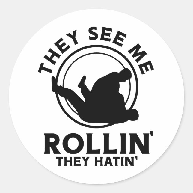 Sticker Rond Jiu jitsu Me voir Rollin' (Devant)