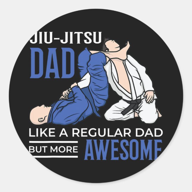 Sticker Rond Jiu Jitsu Papa Awesome Cool Combat BJJ MIXED MARTI (Devant)