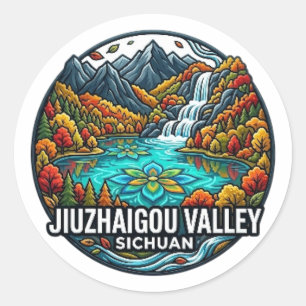 STICKER ROND JIUZHAIGOU VALLÉE SICHUAN