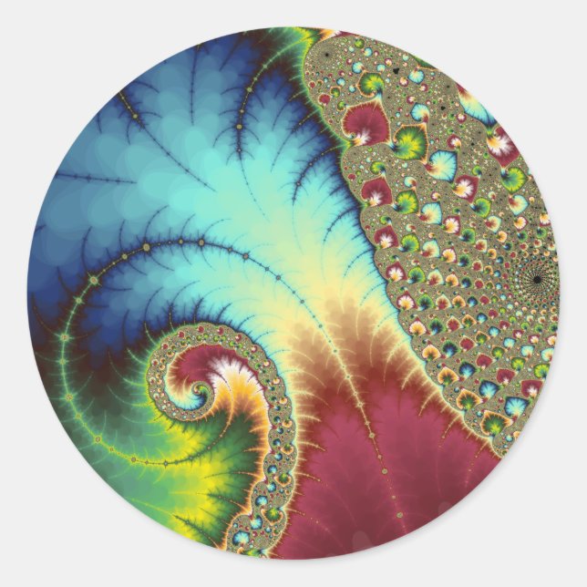 Sticker Rond Joanie 50 Fractal Art (Devant)