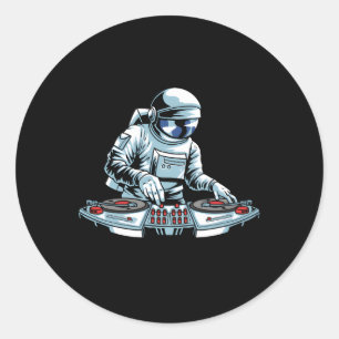 Sticker Rond Jockey Dj Jeu d'engrenages Tourne-disque Vinyl Ast