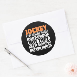 Sticker Rond Jockey J'Essaie De Faire Des Choses Drôle Drôle Di