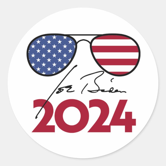 Sticker Rond Joe Biden Aviators 2024 (Devant)