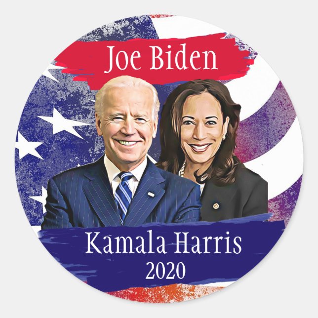 Sticker Rond Joe Biden et Kamala Harris 2020 Election (Devant)