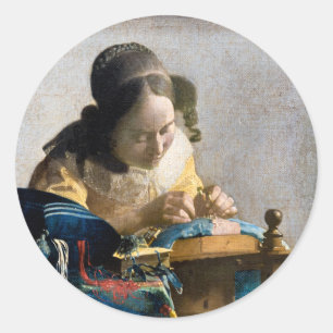 Sticker Rond Johannes Vermeer - Le Lacemaker