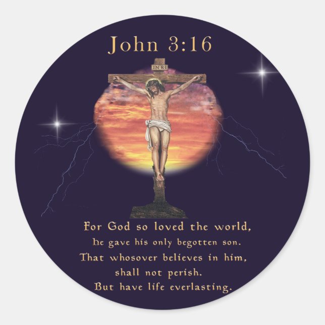 Sticker Rond John 3:166 (Devant)