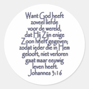 Sticker Rond John 3:16 néerlandais