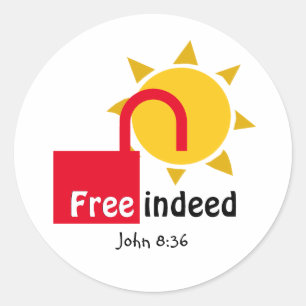Sticker Rond John 8:36 LIBRE EN EFFET Personnalisable Christian