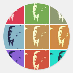 Sticker Rond John F Kennedy/JFK Pop Art
