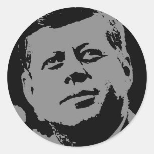 Sticker Rond John F. Kennedy silhouette noire et grise